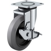 NRJ2F-150S-G [ユーエイ プレート式 自在 キャスター グレーゴム 車輪径150mm ストッパー付き SILENTタイプ J2F-S型 取付寸法80×80（75×75）]