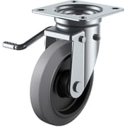 NRJB-150(L)-G [ユーエイ プレート式 自在 キャスター グレーゴム 車輪径150mm ストッパー付き Jタイプ JB（L）型 取付寸法94×94（87×87）]
