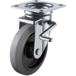 ユーエイ プレート式 自在 キャスター グレーゴム 車輪径150mm ストッパー付き Jタイプ JB（R）型 取付寸法94×94（87×87） NRJB-150(R)-G