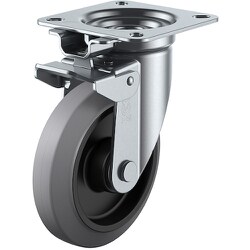 ユーエイ プレート式 自在 キャスター グレーゴム 車輪径150mm 旋回固定 Jタイプ JK型 取付寸法94×94（87×87） NRJK-150-G
