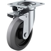 NRJK-150-G [ユーエイ プレート式 自在 キャスター グレーゴム 車輪径150mm 旋回固定 Jタイプ JK型 取付寸法94×94（87×87）]