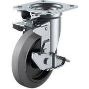 NRJK-150S-G [ユーエイ プレート式 自在 キャスター グレーゴム 車輪径150mm 旋回固定・ストッパー付き Jタイプ JK-S型 取付寸法94×94（87×87）]