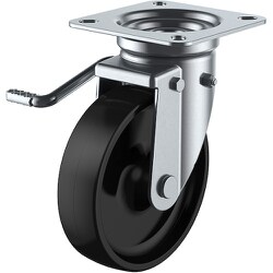 ユーエイ プレート式 自在 キャスター フェノール 車輪径130mm ストッパー付き Jタイプ JB（L）型 取付寸法82×82（75×75） PHJB-130(L)