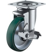 PMS-150UWBDS/INJ(E46) [ユーエイ プレート式 自在 キャスター ウレタン 車輪径150mm ストッパー付き PMタイプ PMS-DS型（E46） 取付寸法94×94（87×87）]