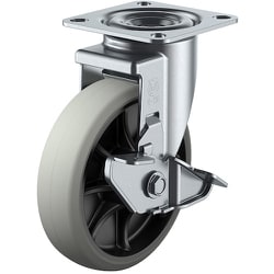 ユーエイ プレート式 自在 キャスター ウレタン 車輪径100mm ストッパー付き Jタイプ RJ2-S型 取付寸法71×71（68×68） RJ2-100GUS