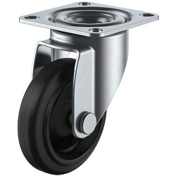 ユーエイ プレート式 自在 キャスター ゴム 車輪径100mm Jタイプ RJ2型 取付寸法71×71（68×68） RJ2-100NRP
