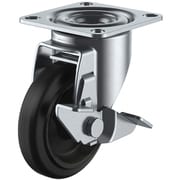 RJ2-100NRPS [ユーエイ プレート式 自在 キャスター ゴム 車輪径100mm ストッパー付き Jタイプ RJ2-S型 取付寸法71×71（68×68）]