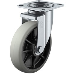 ユーエイ プレート式 自在 キャスター ウレタン 車輪径125mm Jタイプ RJ2型 取付寸法80×80（75×75） RJ2-125GU