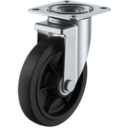 RJ2-125NWR [ユーエイ プレート式 自在 キャスター ゴム 車輪径125mm Jタイプ RJ2型 取付寸法80×80（75×75）]