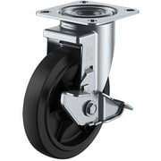 RJ2-125NWRS [ユーエイ プレート式 自在 キャスター ゴム 車輪径125mm ストッパー付き Jタイプ RJ2-S型 取付寸法80×80（75×75）]