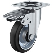 RJ2K-125W-P [ユーエイ プレート式 自在 キャスター ゴム 車輪径125mm 旋回固定 Jタイプ RJ2K型 取付寸法80×80（75×75）]