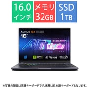ゲーミングノートパソコン/16型/i7-14650HX/RTX 4070/メモリ 32GB/SSD 1TB/Windows 11 Pro/ミッドナイトグレー AORUS 16X ASG-53JPC64SP