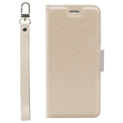 CR_BSACSPLNU_BG [BASIO active シンプルスマホ6 対応 ケース 手帳型 カード 収納 ストラップ スタンド 機能 付 レザー スマホケース NU ベージュ×グレー]