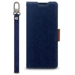 CR_BSACSDNNJ_ID [BASIO active シンプルスマホ6 対応 ケース 手帳型 カード 収納 ストラップ スタンド 機能 付 デニム スマホケース NU JEANS インディゴ]