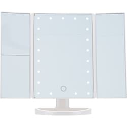 LED三面卓上ミラー パールホワイト 86656