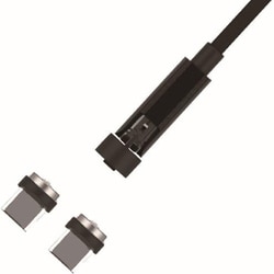 マグネット式 充電ケーブル 1.2m Type-C コネクタヘッド2個 ブラック AJ-650