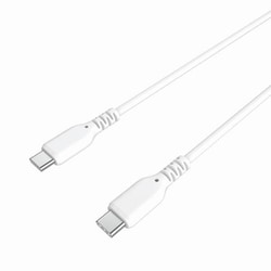 USB充電＆同期ケーブル 1.2m Type-CtoC シリコン素材 最大60W/PD対応 ホワイト AJ-655