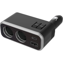 KX-243 [車載用 DC'2連ダイレクトソケット PD30W リバーシブルUSBポート レインボーライト付き USB Type-A1ポート/C1ポート]