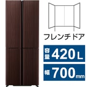 冷蔵庫 TZシリーズ (420L・幅70cm・フレンチドア(観音開き)・4ドア・ダークウッドブラウン) AQR-TZ42P(T)