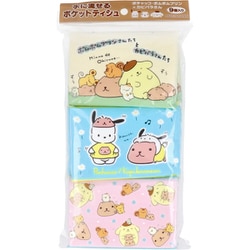 水に流せるポケットティシュ ポチャッコ・ポムポムプリン×カピバラさん 16枚（8組）×9個入