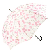 長傘 婦人用 晴雨兼用 さくらんぼ 58cm 手開き式 グラスファイバー骨(親骨) UVカット加工 安全ろくろ ピンク 16273