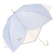 長傘 婦人用 晴雨兼用 フラワーパイピング 58cm 手開き式 グラスファイバー骨(親骨) UVカット加工 安全ろくろ サックス 16435