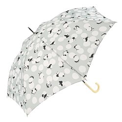 長傘 婦人用 晴雨兼用 こパンダ スマートジャンプ 60cm ジャンプ式 グラスファイバー骨（親骨） UVカット加工 グレー 17031