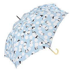 長傘 婦人用 晴雨兼用 こパンダ スマートジャンプ 60cm ジャンプ式 グラスファイバー骨（親骨） UVカット加工 サックス 17032