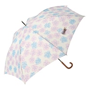 長傘 婦人用 晴雨兼用 フローラル スマートジャンプ 60cm ジャンプ式 グラスファイバー骨(親骨) UVカット加工 ピンク 17052