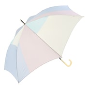 長傘 婦人用 晴雨兼用 パネルカラー スマートジャンプ 60cm ジャンプ式 グラスファイバー骨(親骨) UVカット加工 ブルー 17091