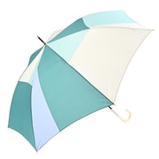 長傘 婦人用 晴雨兼用 パネルカラー スマートジャンプ 60cm ジャンプ式 グラスファイバー骨(親骨) UVカット加工 グリーン 17092
