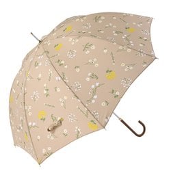 長傘 婦人用 晴雨兼用 ナチュラルフラワー 58cm 手開き式 グラスファイバー骨（親骨） UVカット加工 安全ろくろ ベージュ 17132