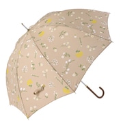 長傘 婦人用 晴雨兼用 ナチュラルフラワー 58cm 手開き式 グラスファイバー骨(親骨) UVカット加工 安全ろくろ ベージュ 17132