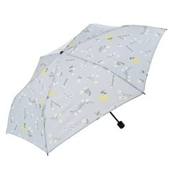 折りたたみ傘 婦人用 晴雨兼用 ナチュラルフラワー スレンダーミニ 50cm 手開き式 グレー 17141