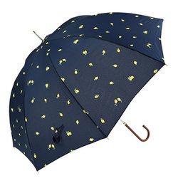 長傘 婦人用 晴雨兼用 プチレモン 58cm 手開き式 グラスファイバー骨（親骨） UVカット加工 安全ろくろ ネイビー 17171