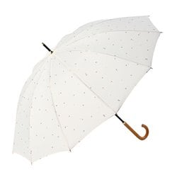 長傘 婦人用 晴雨兼用 12本骨 ミックスハート 55cm 手開き式 耐風 12本骨 安全ろくろ オフホワイト 17192
