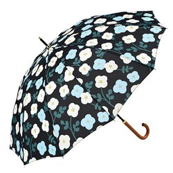 長傘 婦人用 晴雨兼用 12本骨 ベロニカ 55cm 手開き式 耐風 12本骨 安全ろくろ ブラック 17211
