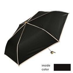 折りたたみ傘 婦人用 晴雨兼用 遮光パイピングミニ 50cm 手開き式 UVカット加工 PU加工 遮熱 遮光 高耐水圧 UPF50＋ 安全ろくろ ブラック 23701