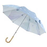 長傘 婦人用 晴雨兼用 遮光2サイドしろくま 50cm 手開き式 グラスファイバー骨(親骨) PU加工 薄手 遮熱 遮光 高耐水圧 両面プリント PF50+ 安全ろくろ ブルー 24251
