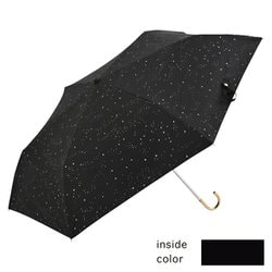 折りたたみ傘 婦人用 晴雨兼用 遮光シャイニングスターミニ 50cm 手開き式 UVカット加工 PU加工 遮熱 遮光 高耐水圧 UPF50＋ 安全ろくろ ブラック 24461