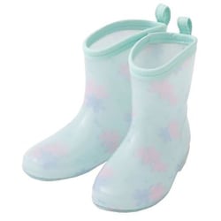 キッズレインンブーツ 花柄 21cm ライトグリーン 07006061