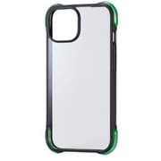 PM-A23AHVAIRBK2 [iPhone 15用 ケース ハイブリッド カバー 衝撃吸収 軽量 カメラ周り保護 ワイヤレス充電可 ストラップホールシート付 ブラック×グリーン]