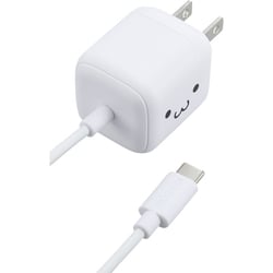 急速充電器 USB PD（パワーデリバリー）対応 USB-Cケーブル一体型 1.5m 20W 折りたたみプラグ しろちゃん（ホワイト×ブラック） MPA-ACCP7420WF