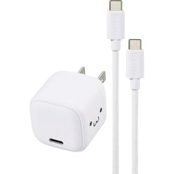 USB急速充電器 USB PD（パワーデリバリー）対応 20W USB-C×1 Type-Cケーブル付き（1.5m） 折りたたみプラグ しろちゃん（ホワイト×ブラック） MPA-ACCP7620WF