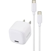 USB急速充電器 USB PD(パワーデリバリー)対応 20W USB-C×1 Type-Cケーブル付き(1.5m) 折りたたみプラグ ホワイト MPA-ACCP7620WH