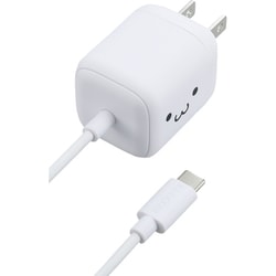 急速充電器 USB PD（パワーデリバリー）対応 USB-Cケーブル一体型 1.5m 30W PPS対応 折りたたみプラグ しろちゃん（ホワイト×ブラック） MPA-ACCP7930WF
