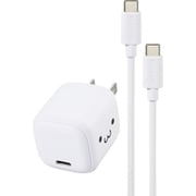 USB急速充電器 USB PD(パワーデリバリー)対応 30W USB-C×1 Type-Cケーブル付き(1.5m) PPS対応 折りたたみプラグ しろちゃん(ホワイト×ブラック) MPA-ACCP8130WF