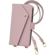 2WAY-IP15-GP [iPhone 15 用 ケース 手帳型 2Way スマホショルダー スマホケース シンプル くすみカラー グレイッシュピンク]