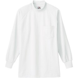 0058-0-L [桑和 0058 長袖ハイネックTシャツ（胸ポケット付き） ホワイト L]
