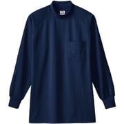 0058-1-L [桑和 0058 長袖ハイネックTシャツ（胸ポケット付き） ネイビー L]